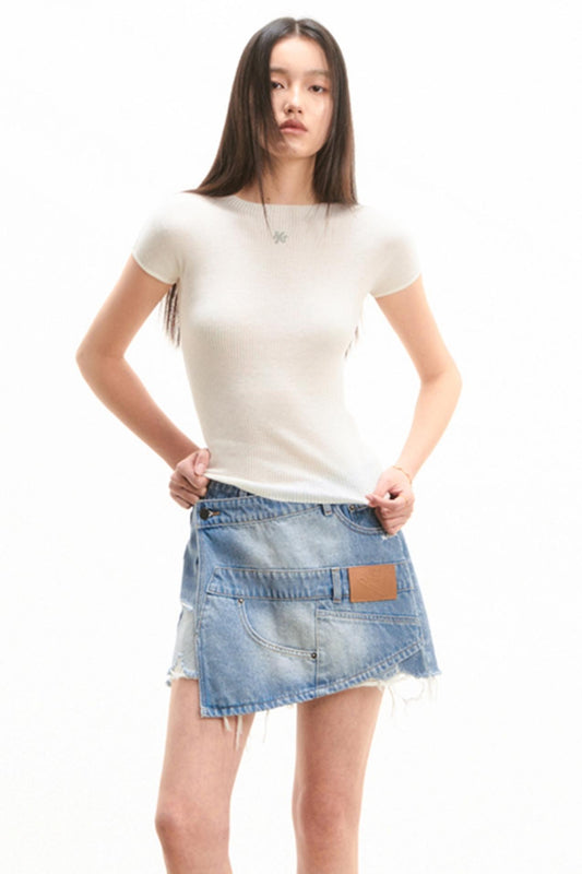 Merino Wool Peplum Knit T-shirt