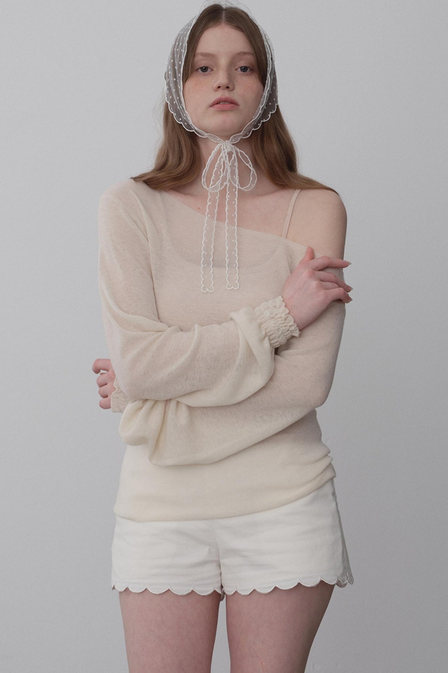 White Chiffon Knit Top