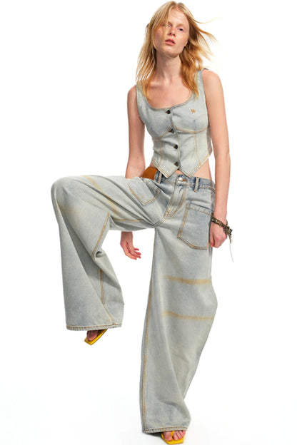 Vintage Micro-Stretch Denim Vest