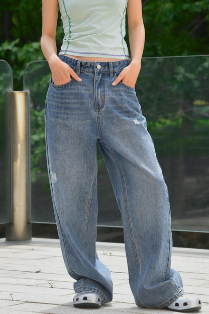 Denim Blossom Pants