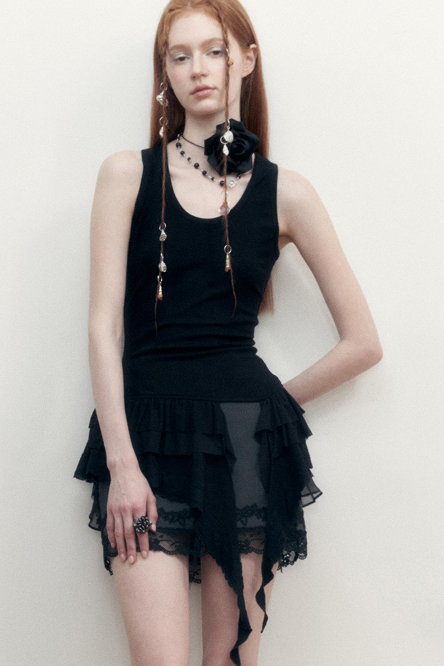 Dark Lace Midi Skirt