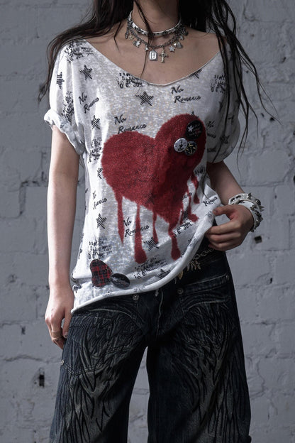 Sailor Style Printed Loose T-Shirt