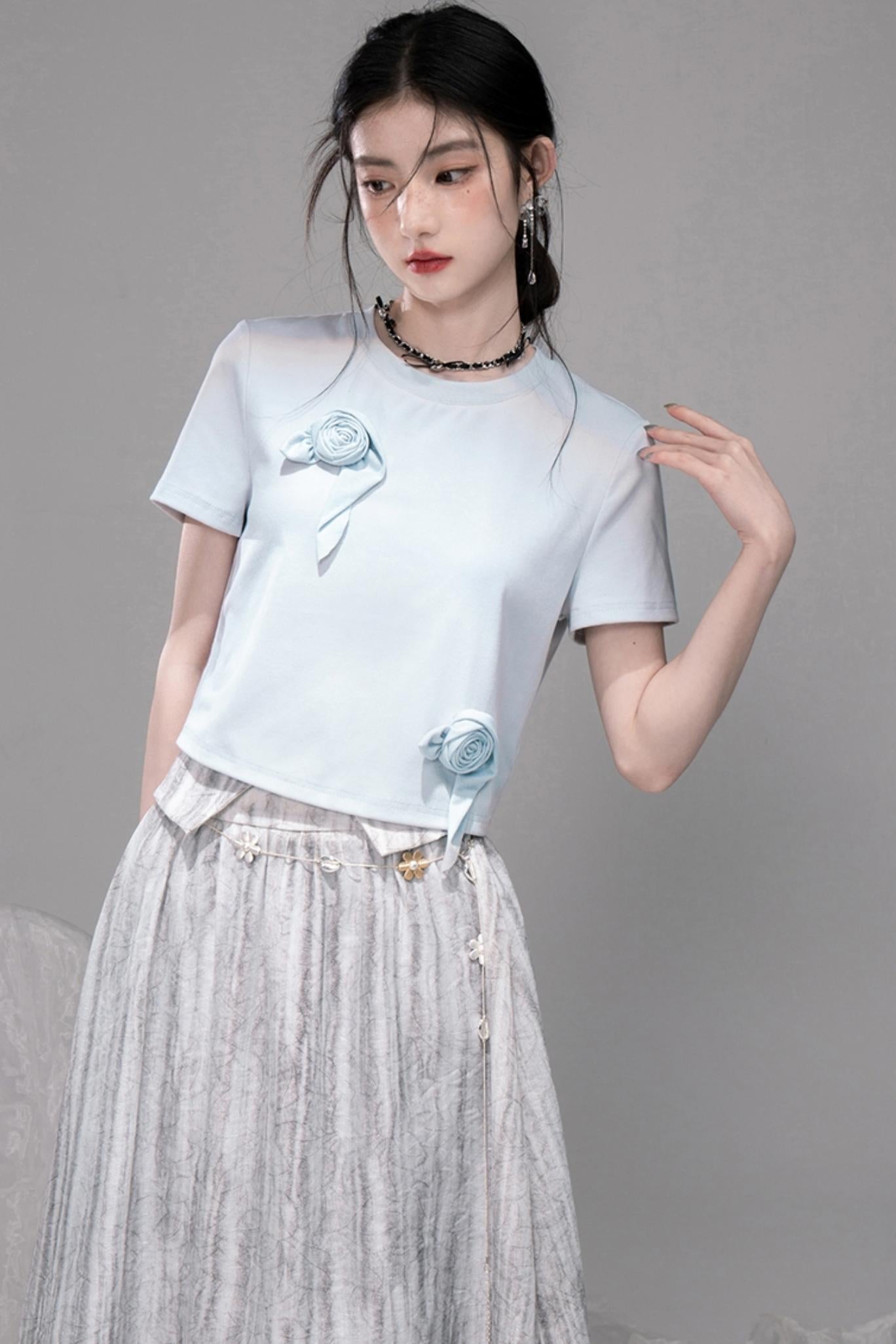 Smudge Art Sheer Print Skirt