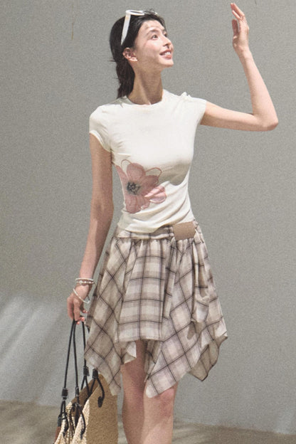 Love Ripple Plaid Skirt