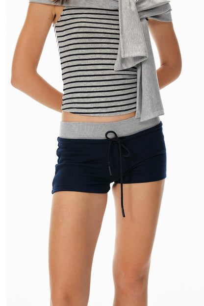 One-Shoulder Striped Top & Shorts Set-Up
