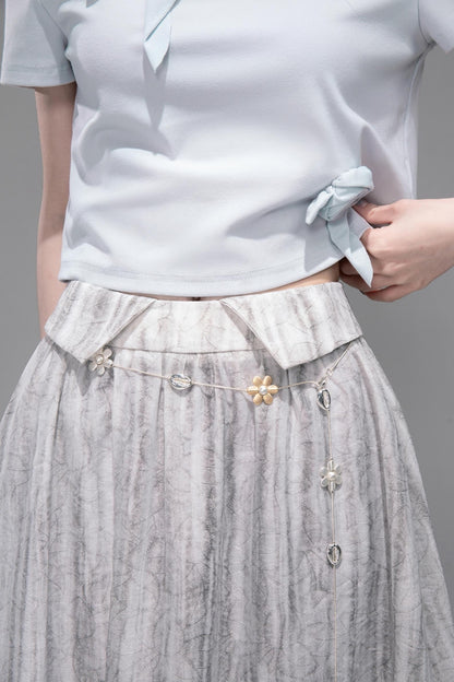 Smudge Art Sheer Print Skirt