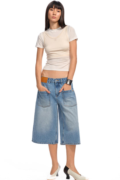 Blue Cow Midi Shorts