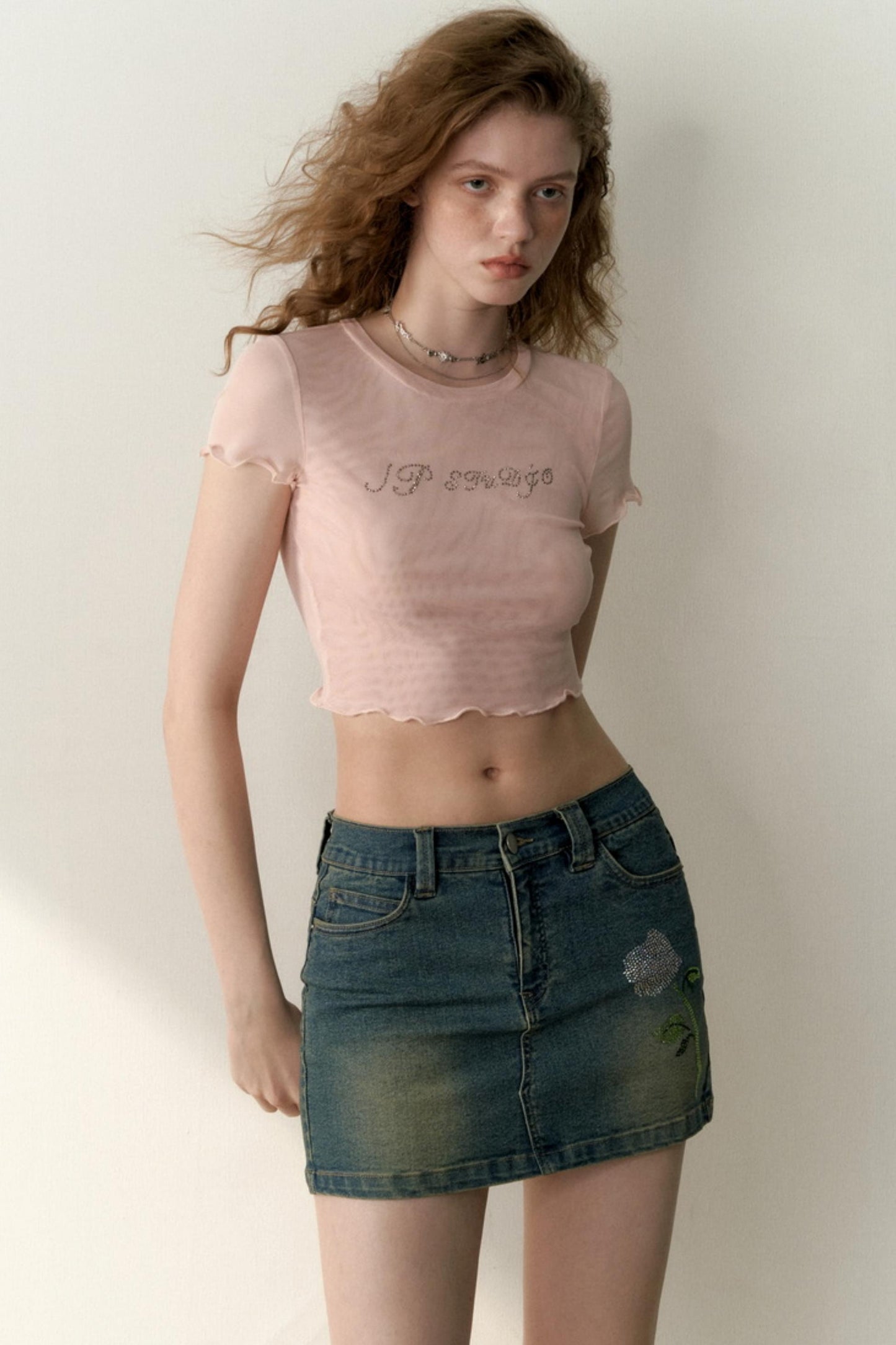 Multicolor Mesh Letter Tee