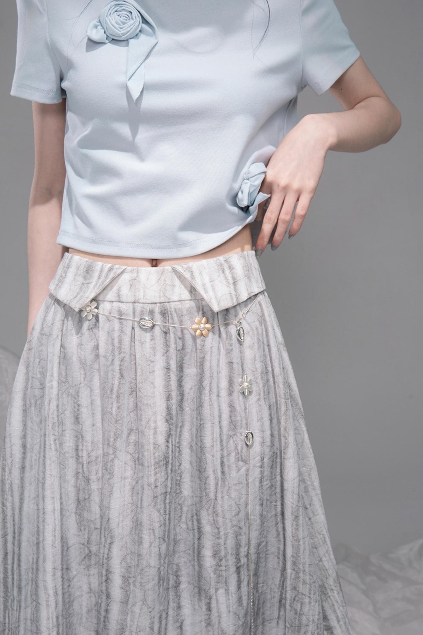 Smudge Art Sheer Print Skirt