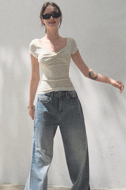 Slimming Checkered Tee