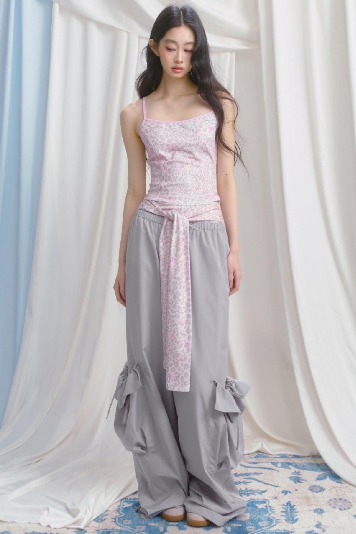 Peach Pink Leopard Print Camisole Set-Up