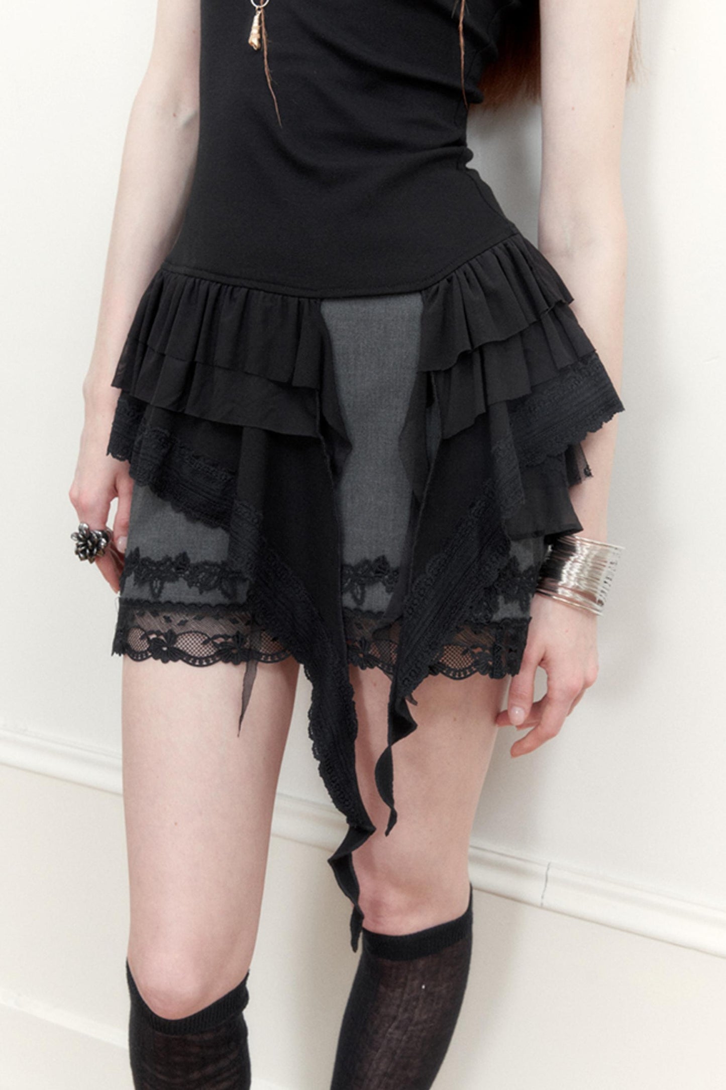 Dark Lace Midi Skirt