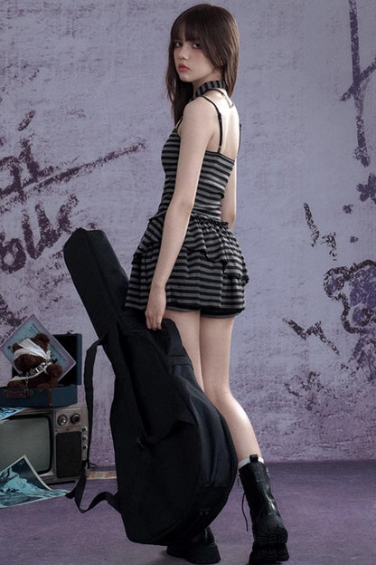 Summer Striped Dress & Shorts Set