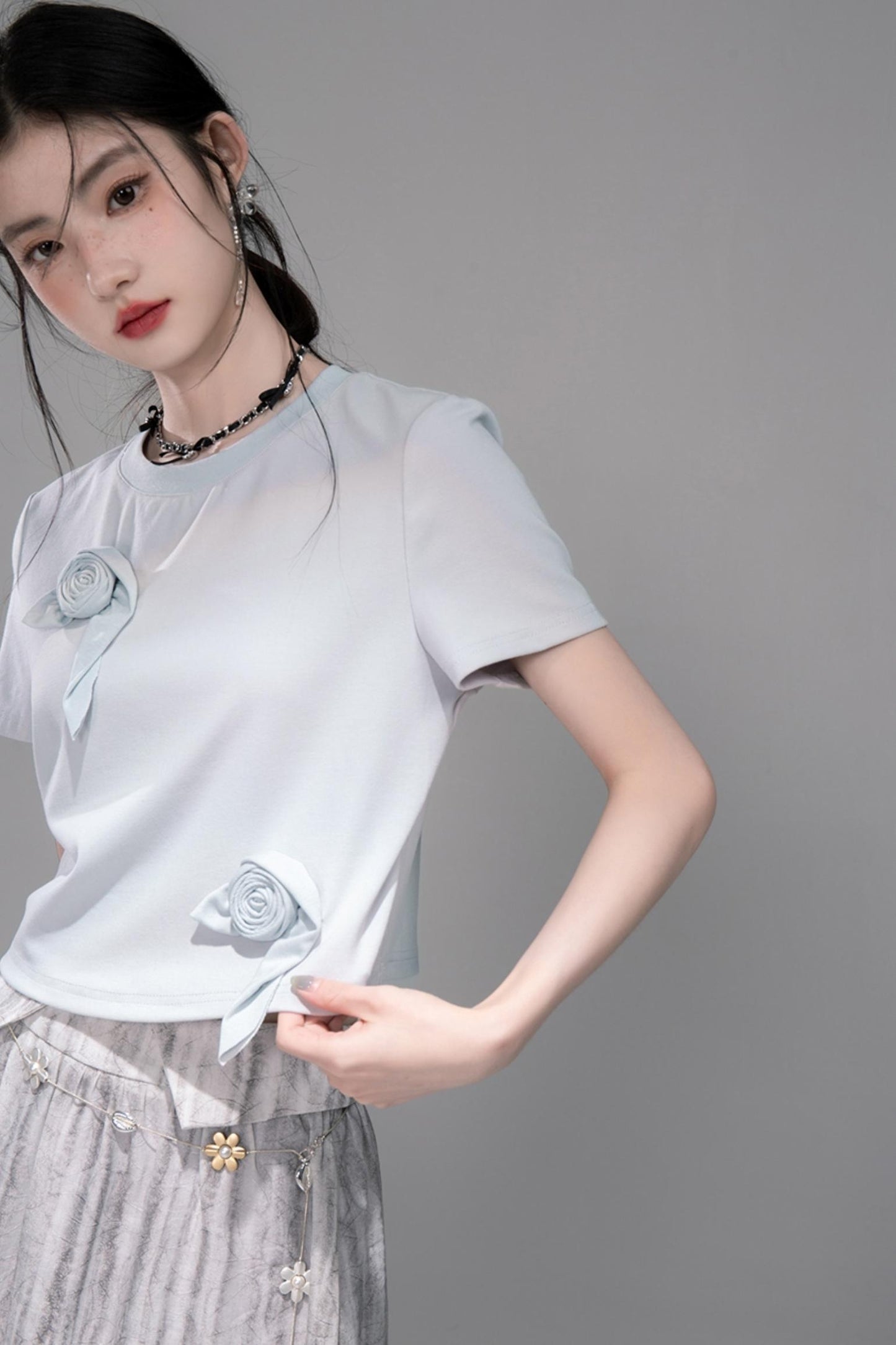 Smudge Art Sheer Print Skirt