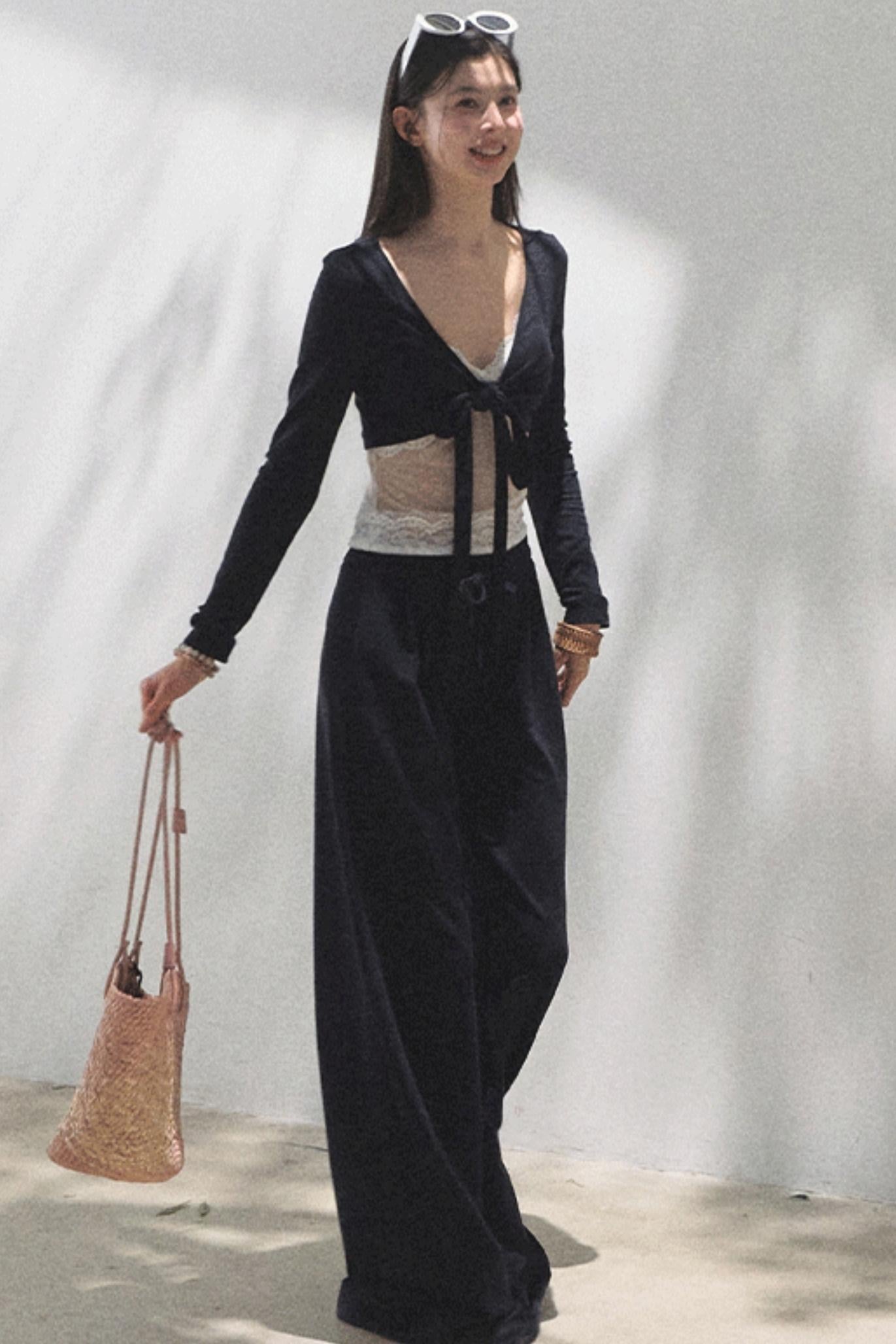 Cotton V-Neck Wide Leg Set-Up