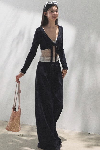 Cotton V-Neck Wide Leg Set-Up