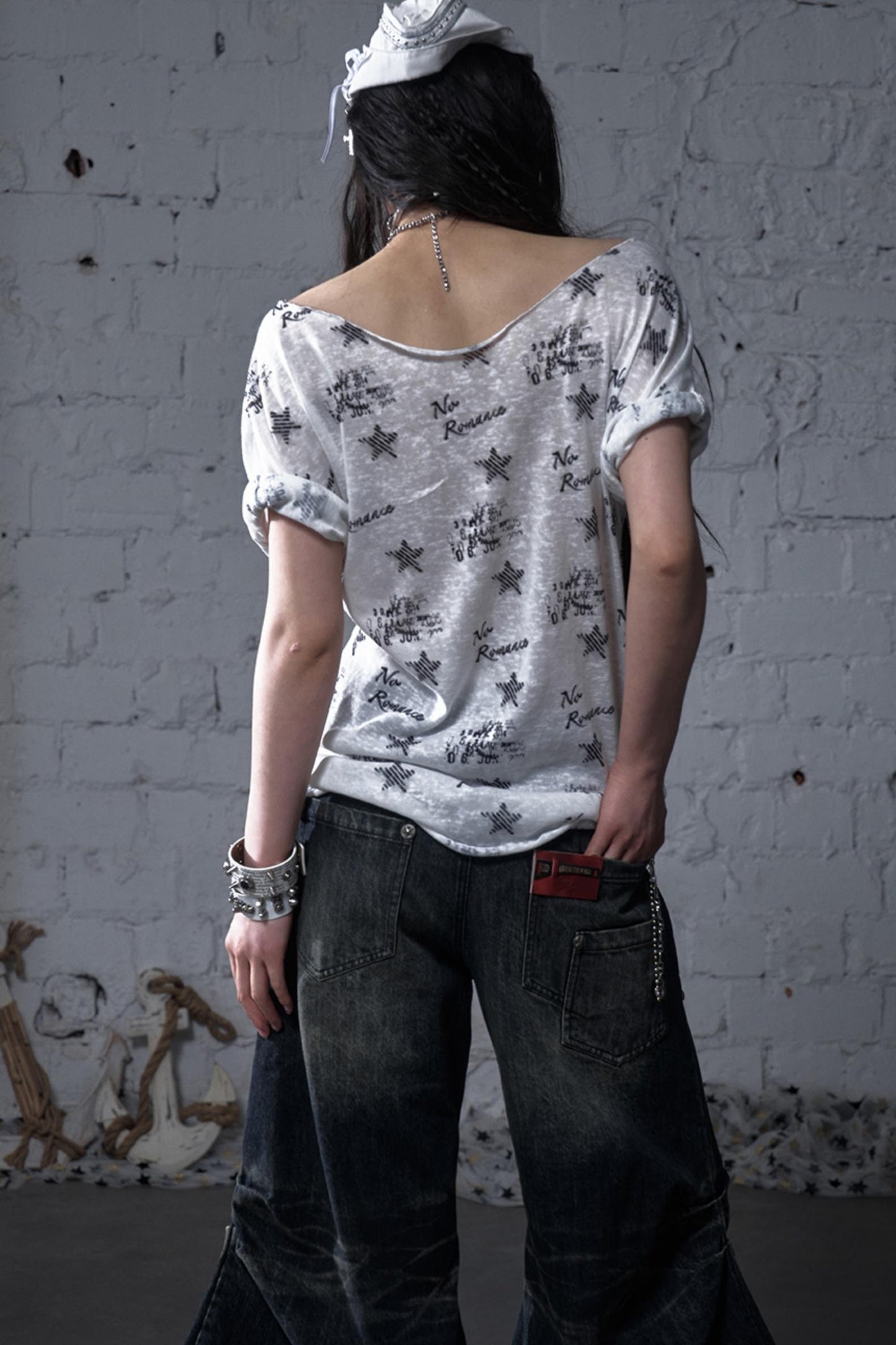 Sailor Style Printed Loose T-Shirt