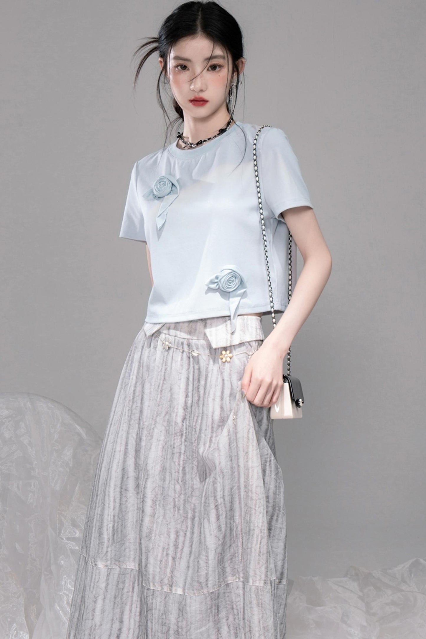 Smudge Art Sheer Print Skirt