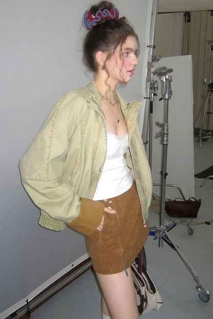 Split Leather Cargo Jacket