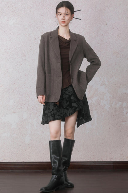 Autumn Staggered Asymmetrical Skirt