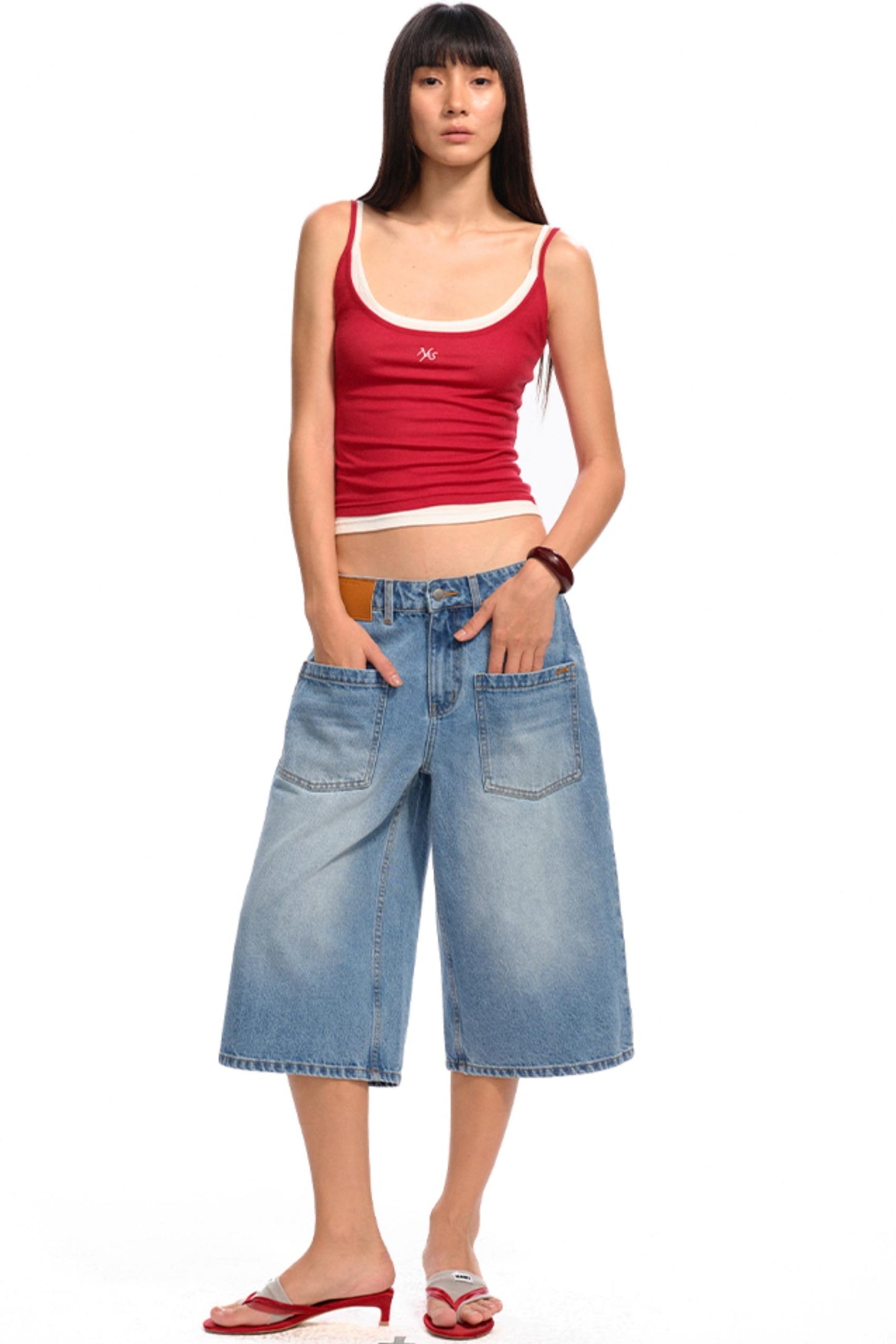 Blue Cow Midi Shorts