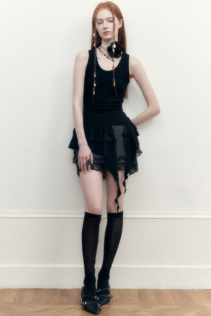 Dark Lace Midi Skirt