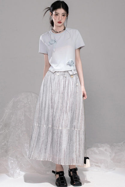 Smudge Art Sheer Print Skirt