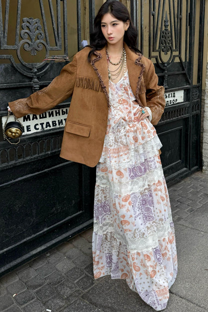 Cashew Flower Vintage Lace Dress Set-Up