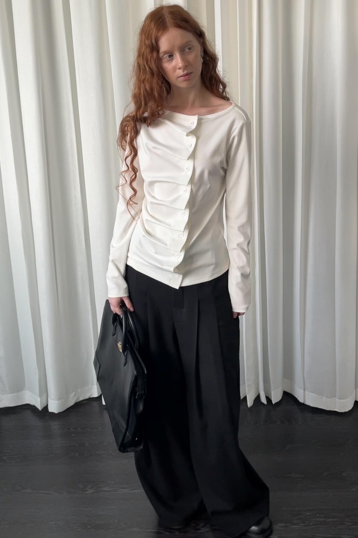 Pleated Long-Sleeved Shirt