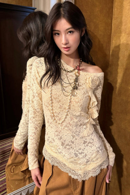 Retro Lace Long Sleeves Top