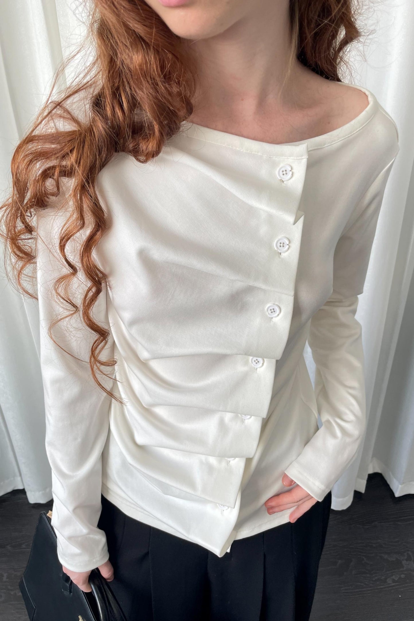 Pleated Long-Sleeved Shirt