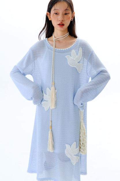 Sea Asuka Embroidered Knit Dress