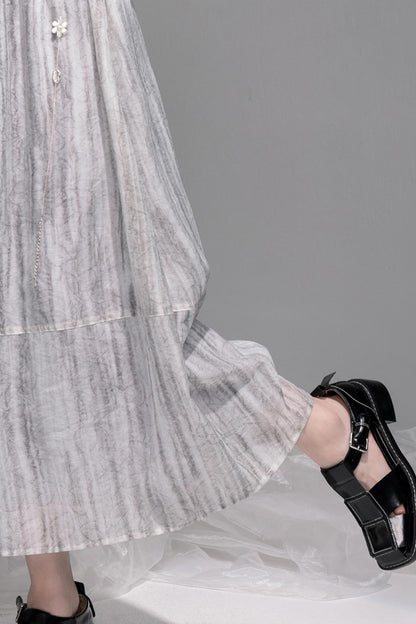 Smudge Art Sheer Print Skirt