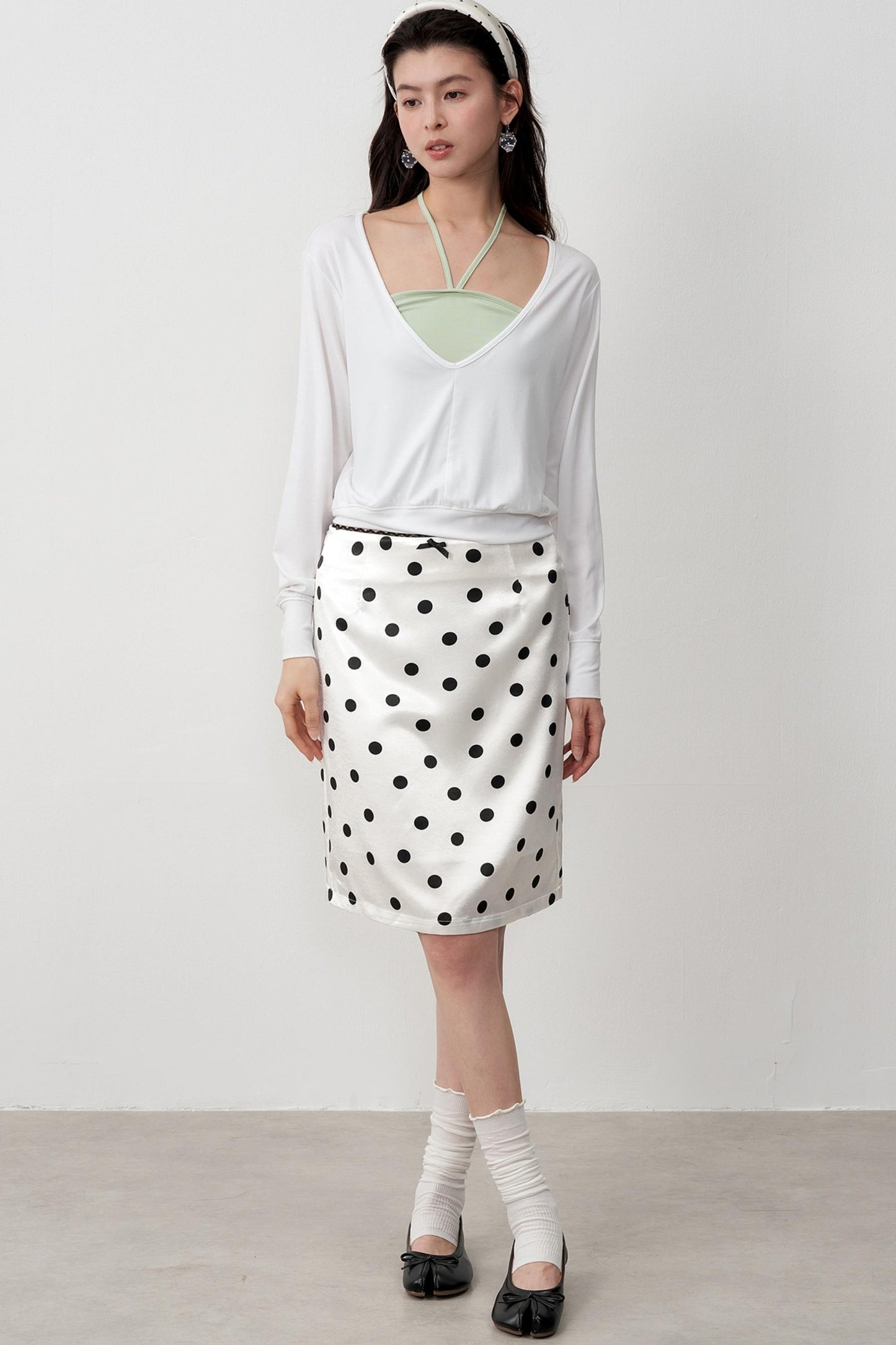 Layered Halterneck Long-Sleeved Tops