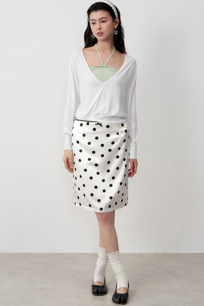 Layered Halterneck Long-Sleeved Tops