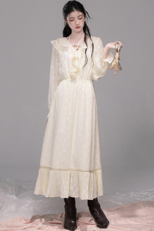 Warm Sun Jacquard Halterneck Dress