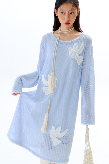 Sea Asuka Embroidered Knit Dress