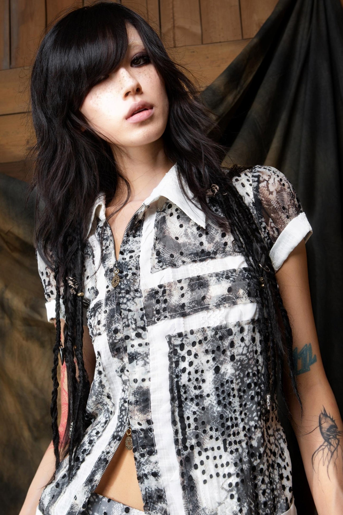 Millennium Chiffon Patch Cross Shirt