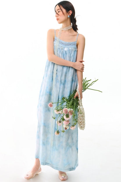 Blue Vacation Halter Dress