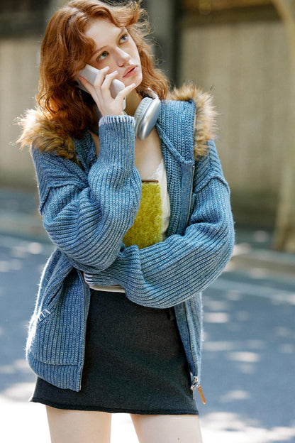 Dark Gray A-Line Woolen Skirt