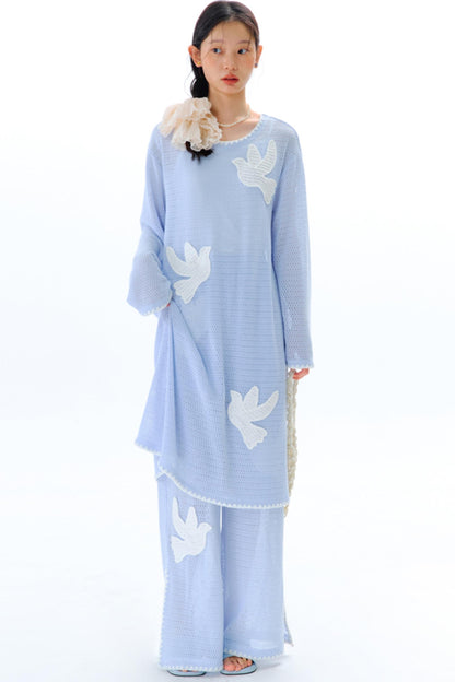 Sea Asuka Embroidered Knit Dress