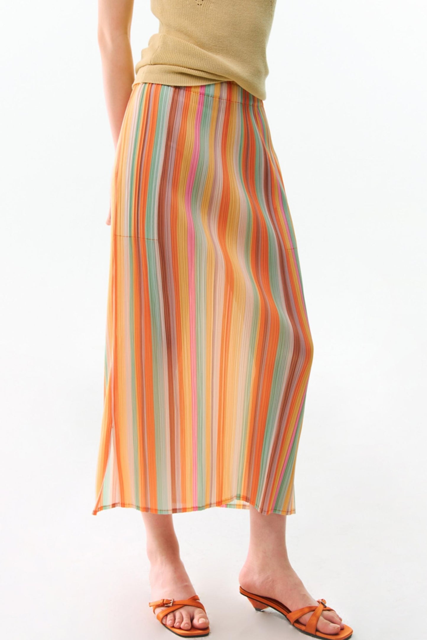 Orange Pleated Bustier Set-Up