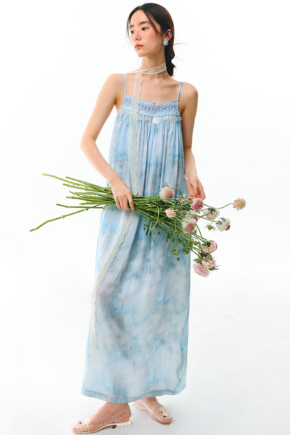 Blue Vacation Halter Dress