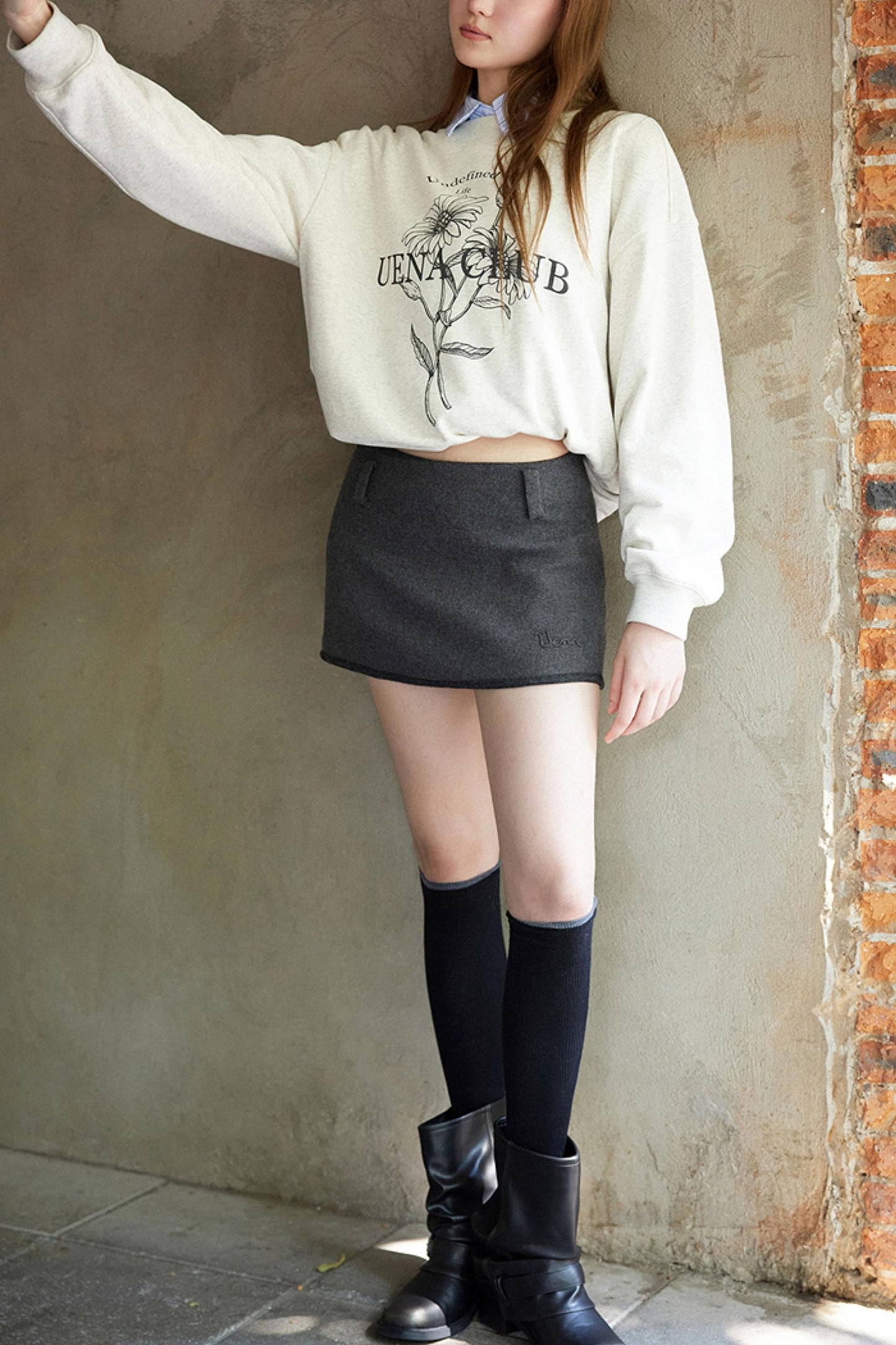 Dark Gray A-Line Woolen Skirt