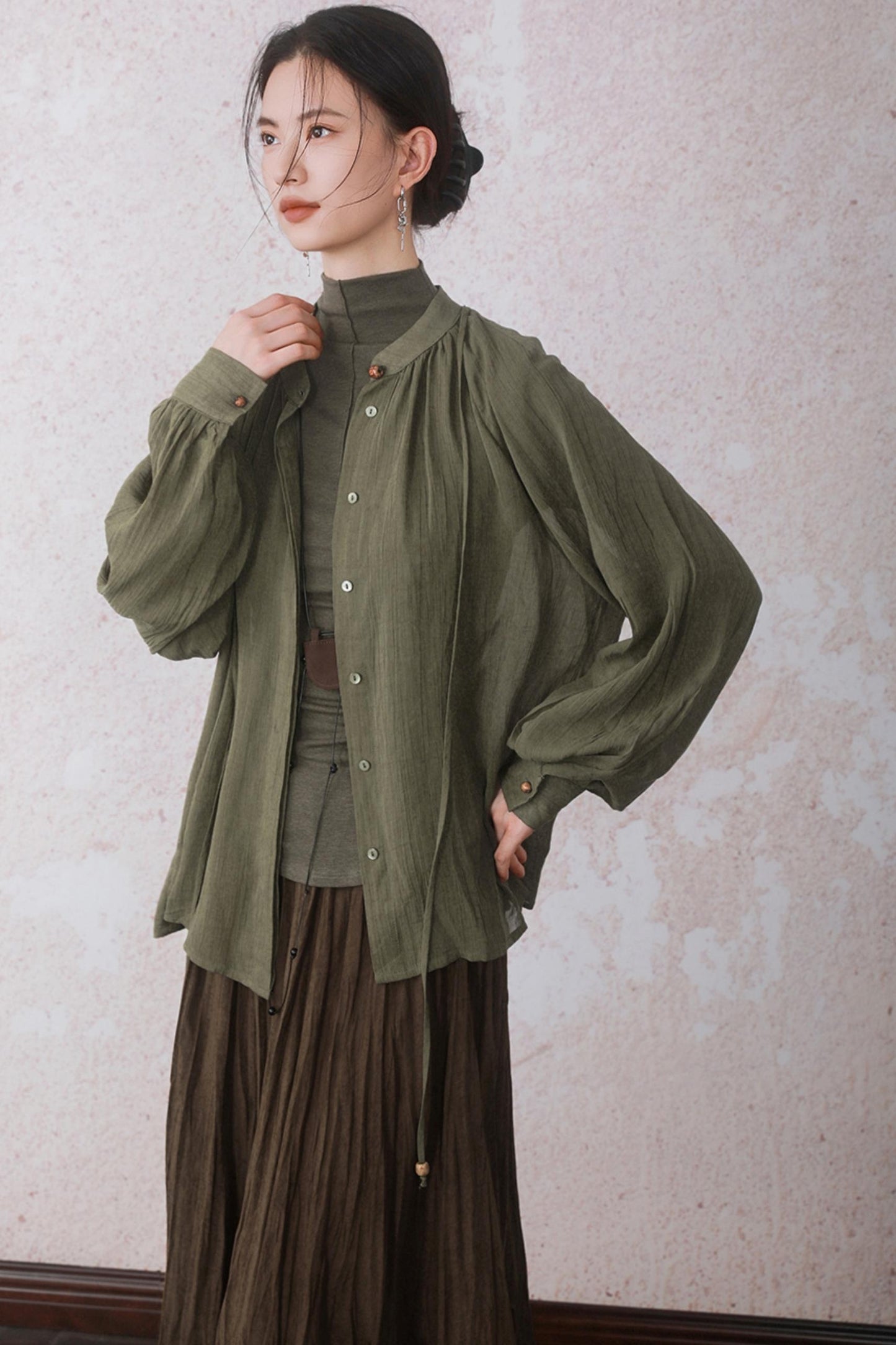 Autumn Brick Brown Fleece A-Line Skirt