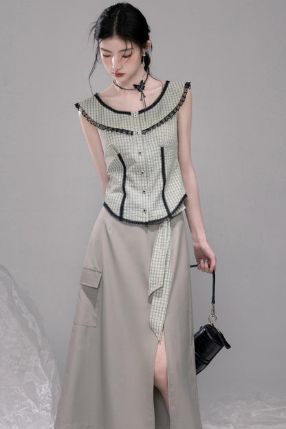 City Light Grey Slit Skirt