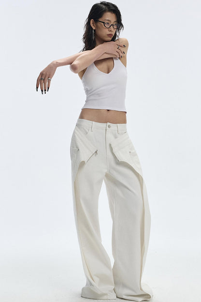 Design Two-Piece Zip-Up Wide-Leg Jeans