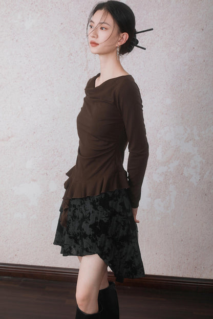 Autumn Staggered Asymmetrical Skirt