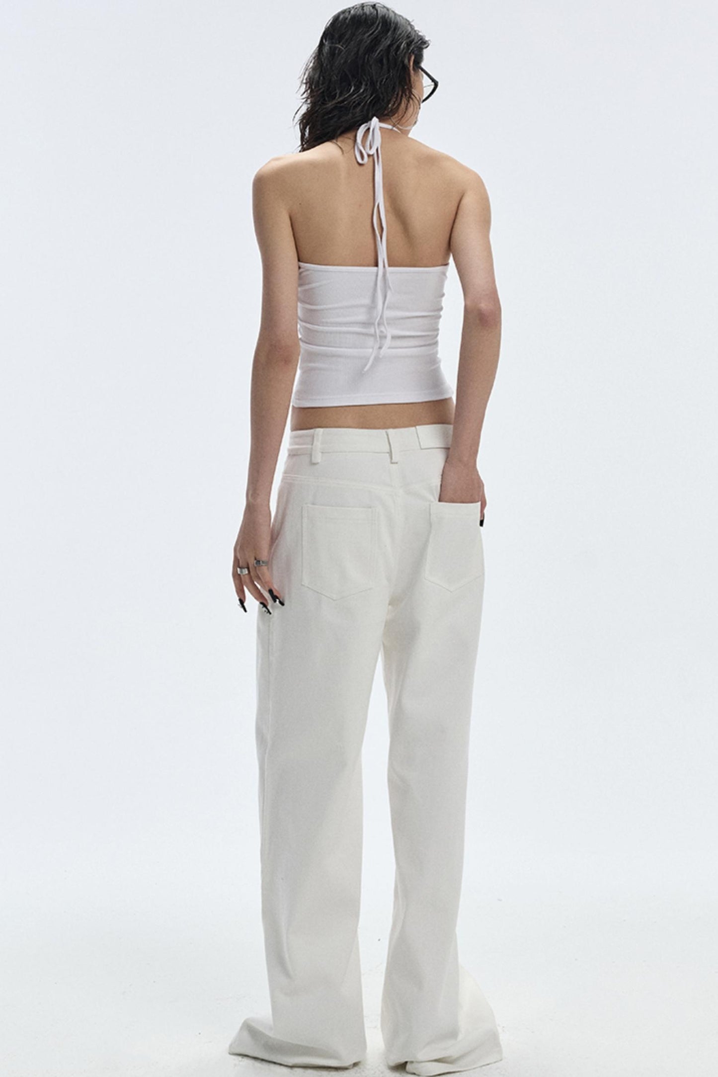 Design Two-Piece Zip-Up Wide-Leg Jeans