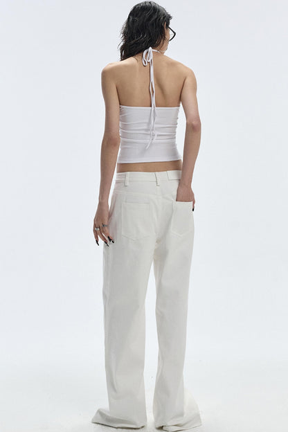 Design Two-Piece Zip-Up Wide-Leg Jeans